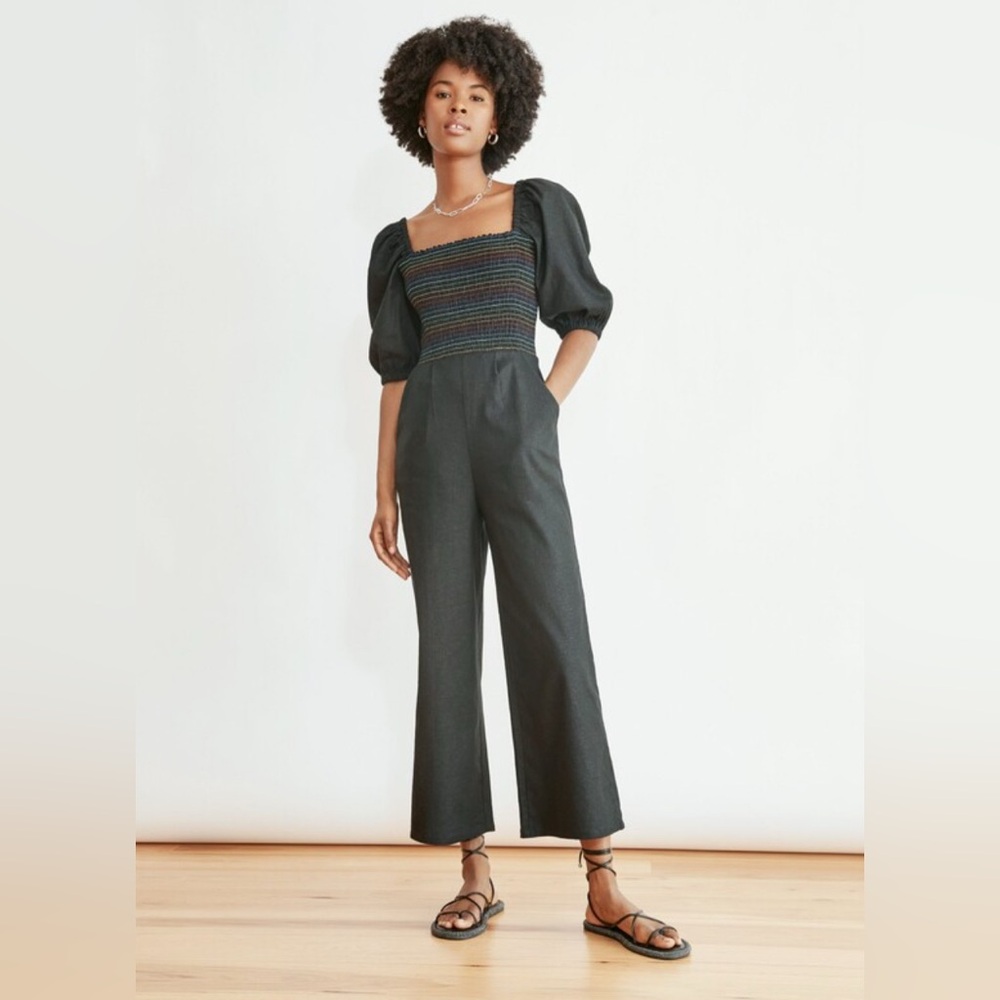 Something Navy Linen Blend Black Jumpsuit